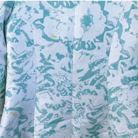 NWT Dolce Cabo Green Metallic Holiday Occasion Silver Floral Blazer Jacket M - Picture 2 of 5